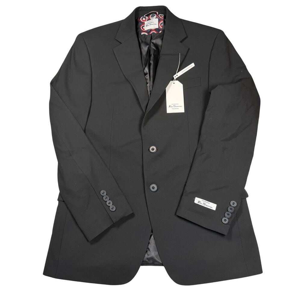 Ben Sherman Suit Jacket Men's 38R Slim Fit Blazer Black Stretch NWT